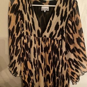 GANNI Leopard Georgette Dress